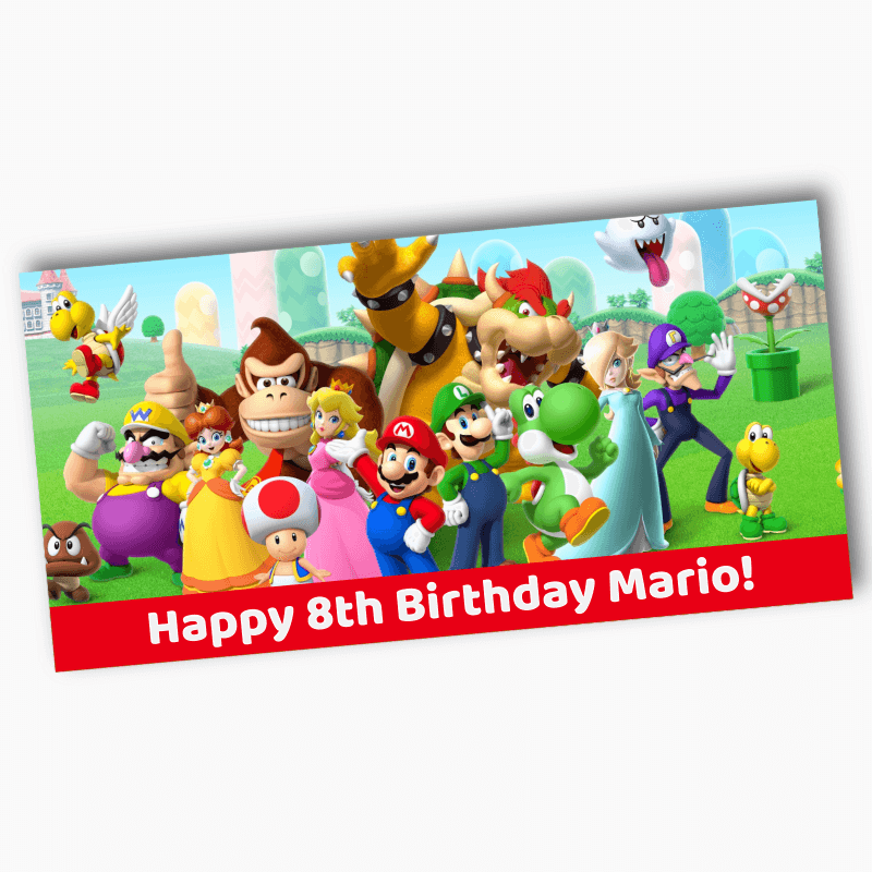 Personalised Super Mario Birthday Party Banners