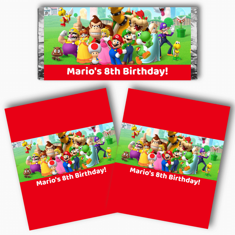 Personalised Super Mario Birthday Party Mini Chocolate Labels