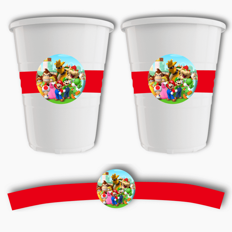 Super Mario Birthday Party Cup Stickers