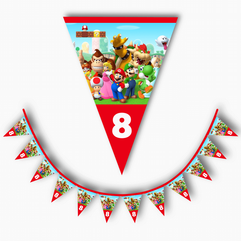 Personalised Super Mario Birthday Party Flag Bunting