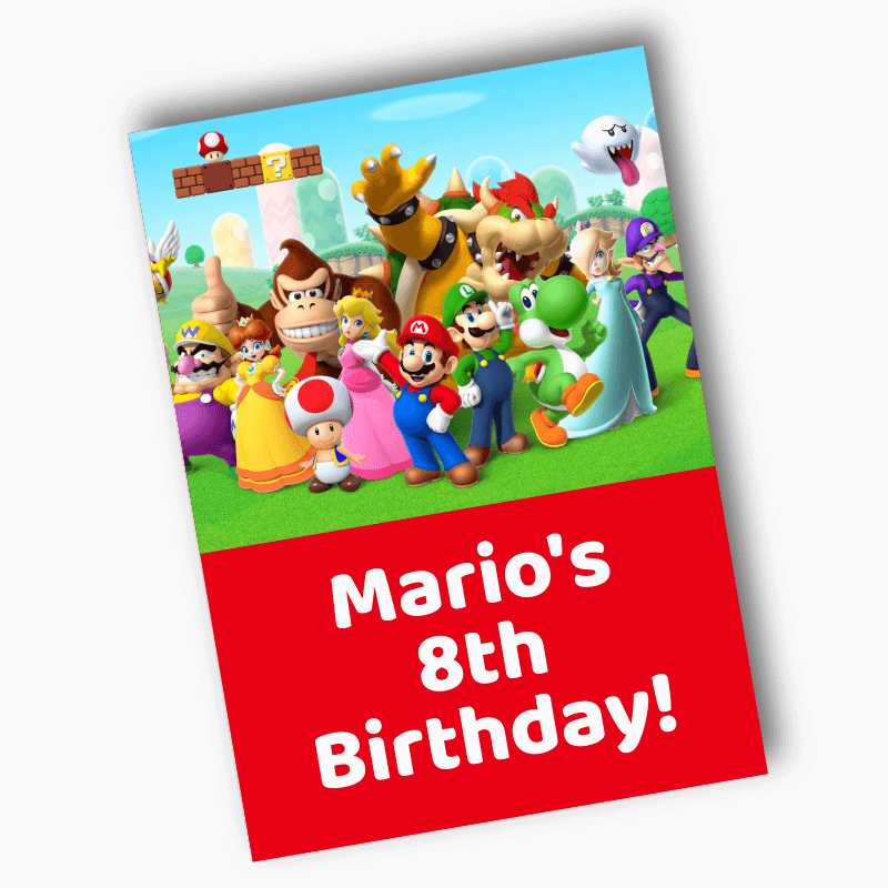 Personalised Super Mario Birthday Party Posters