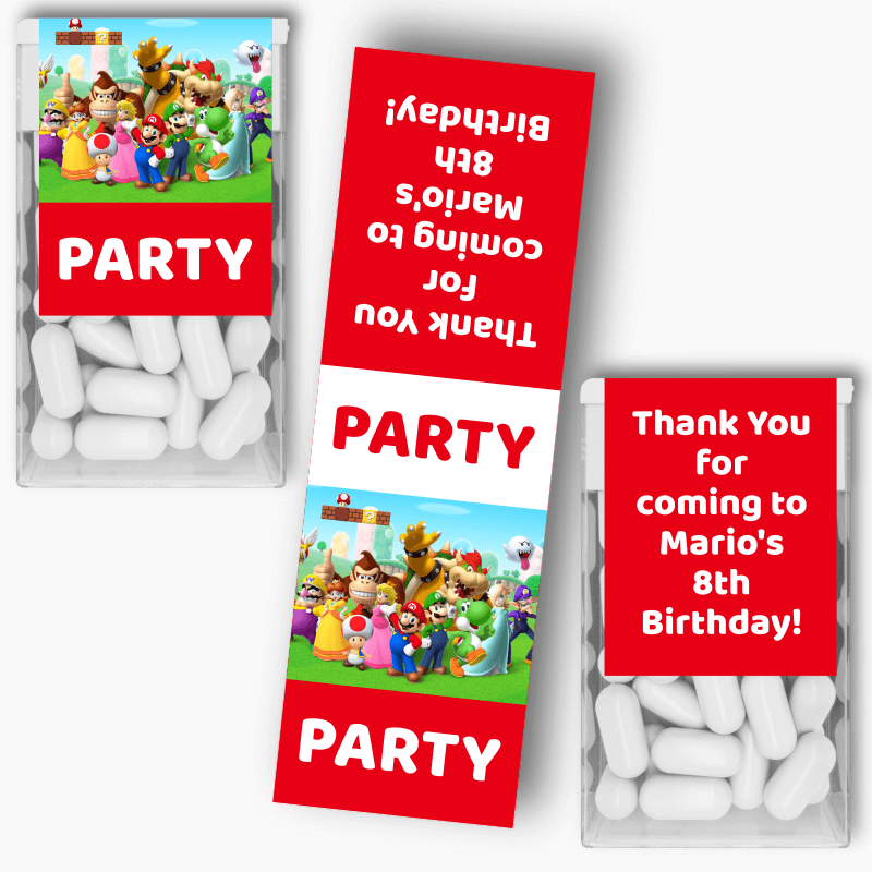 Personalised Super Mario Birthday Party Tic Tac Labels