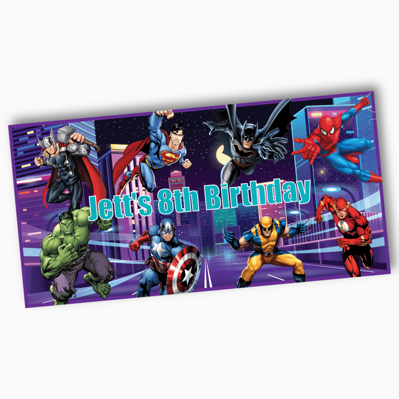 Personalised Superheroes Birthday Party Banners