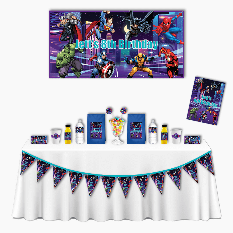 Personalised Superheroes Deluxe Birthday Party Pack