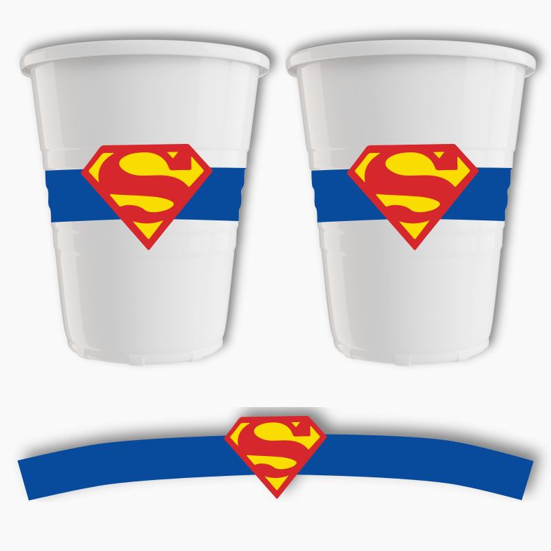 Superman Logo Birthday Party Cup Stickers