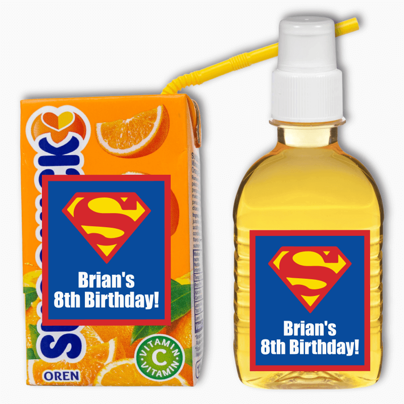 Superman Birthday Party Rectangle Drink Labels
