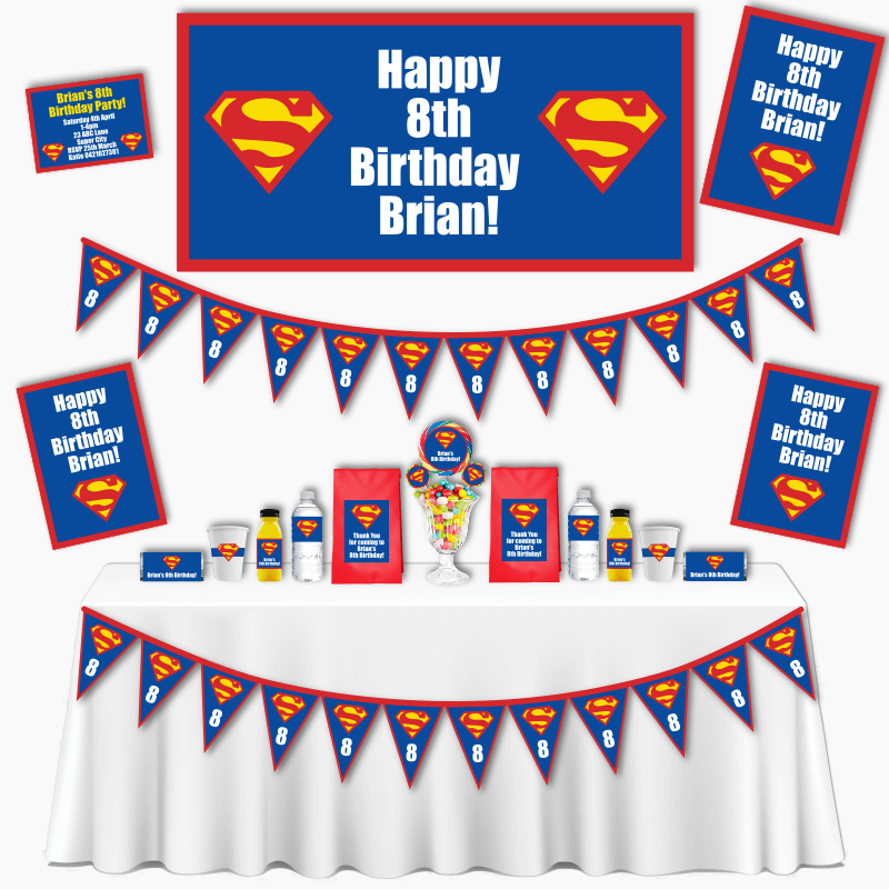 Personalised Superman Logo Grand Party Pack