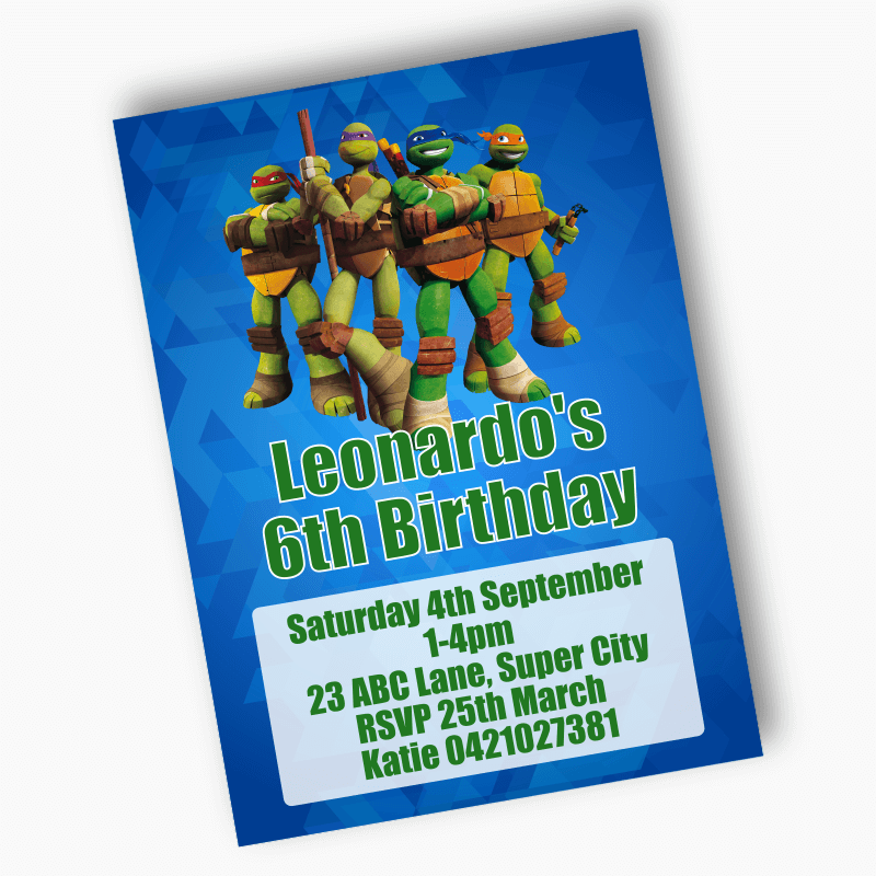 Personalised TMNT Ninja Turtles Party Invites