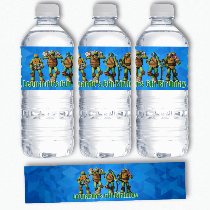 Personalised TMNT Ninja Turtles Party Water Labels