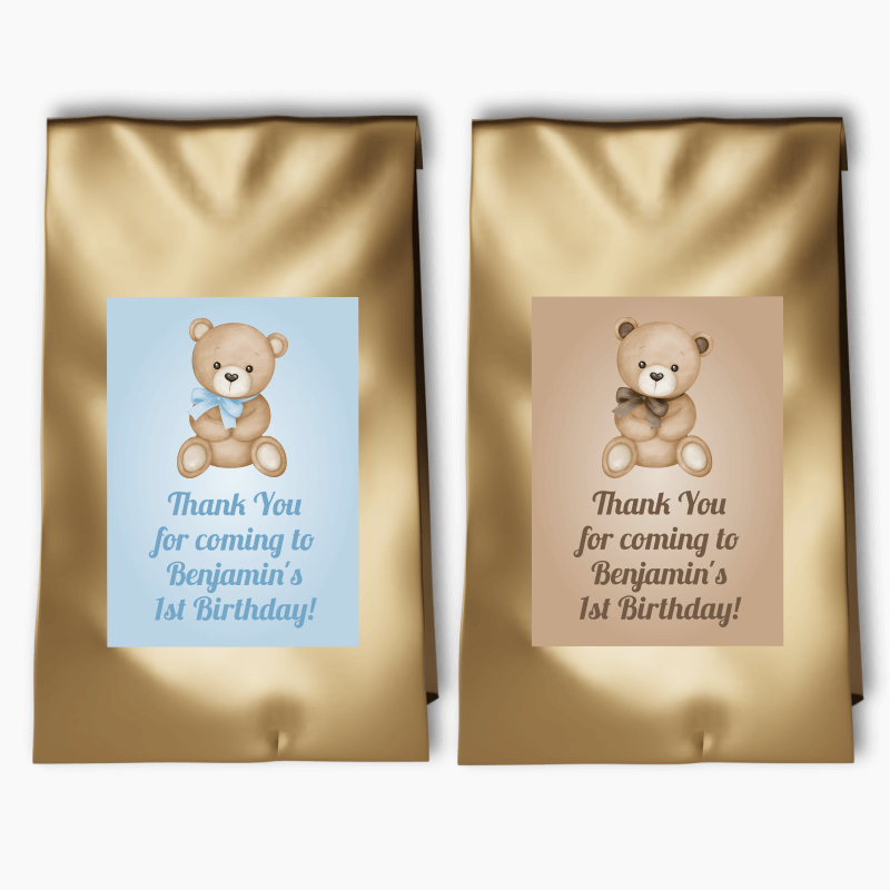 Personalised Teddy Bear Party Bags &amp; Labels