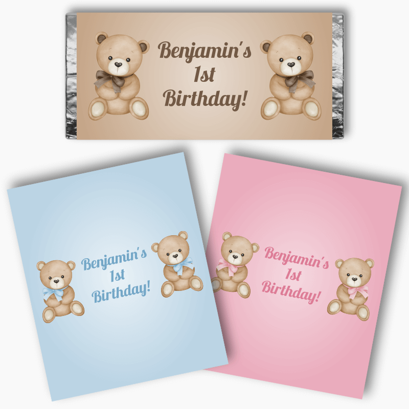 Personalised Teddy Bear Party Mini Chocolate Labels