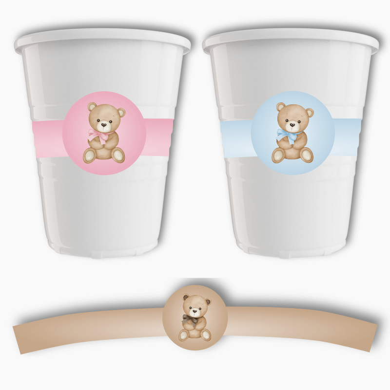 Teddy Bear Party Cup Stickers