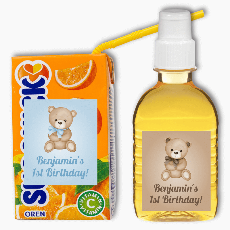 Teddy Bear Birthday Party Rectangle Drink Labels