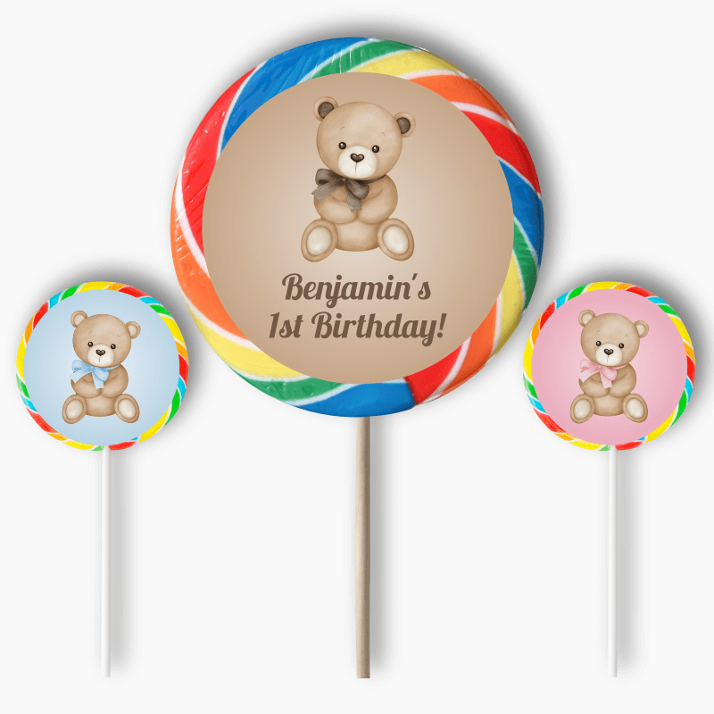 Personalised Teddy Bear Party Round Stickers