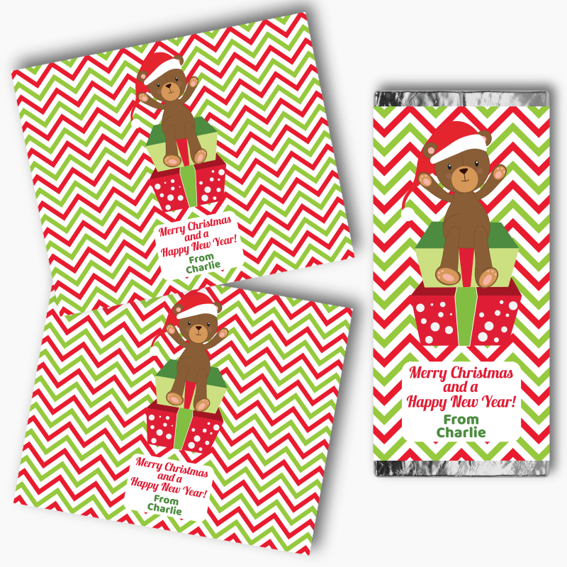 Personalised Teddy Bear Christmas Gift Mini Chocolate Wrappers