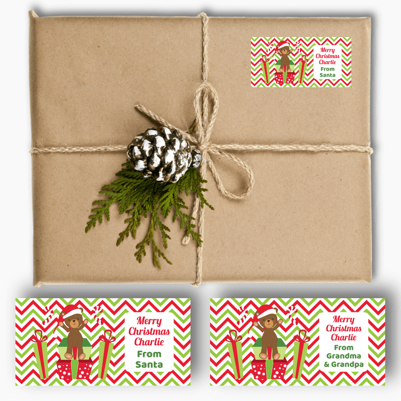 Personalised Teddy Bear Christmas Gift Labels