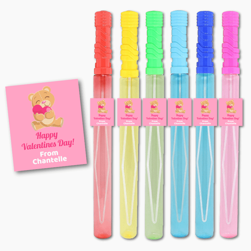 Personalised Teddy Bear Valentines Day Gift Rectangle Stickers