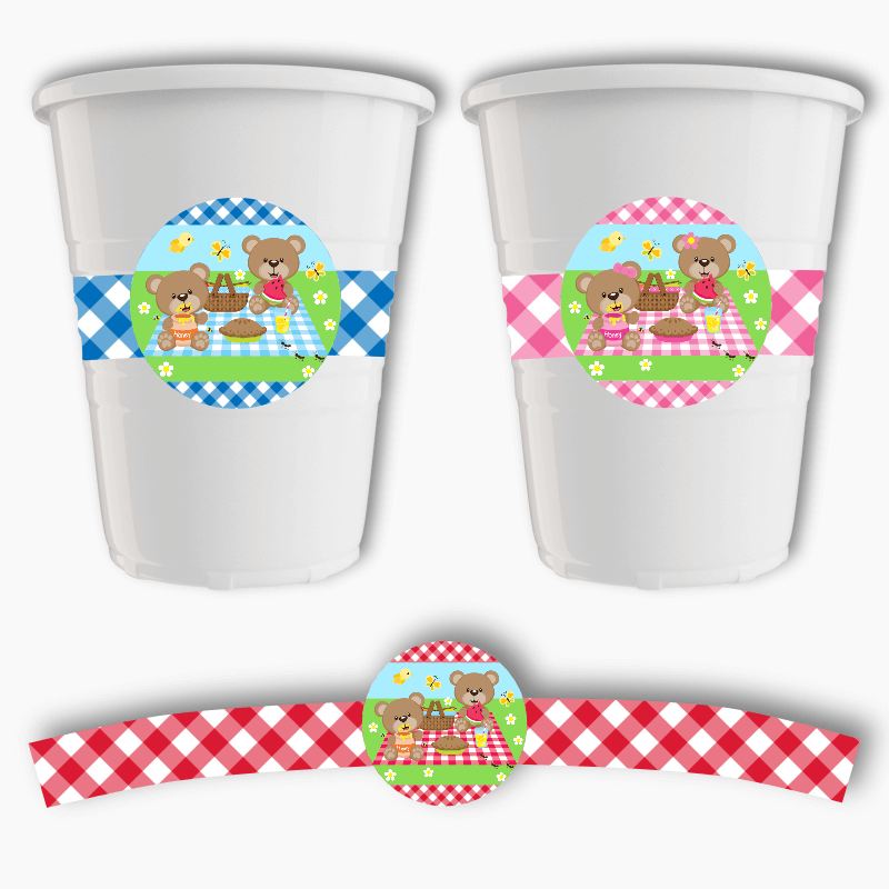 Teddy Bears Picnic Birthday Party Cup Stickers