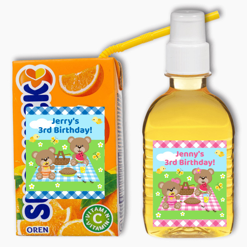 Teddy Bears Picnic Birthday Party Rectangle Drink Labels