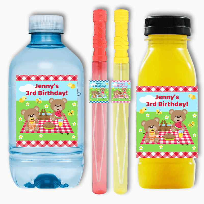 Teddy Bears Picnic Birthday Party Rectangle Favour Stickers