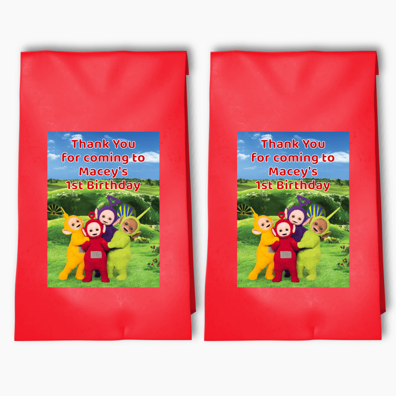 Personalised Teletubbies Birthday Party Bags &amp; Labels