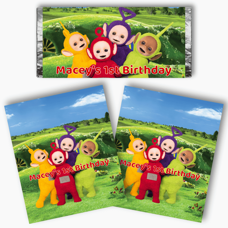 Personalised Teletubbies Birthday Party Mini Chocolate Labels