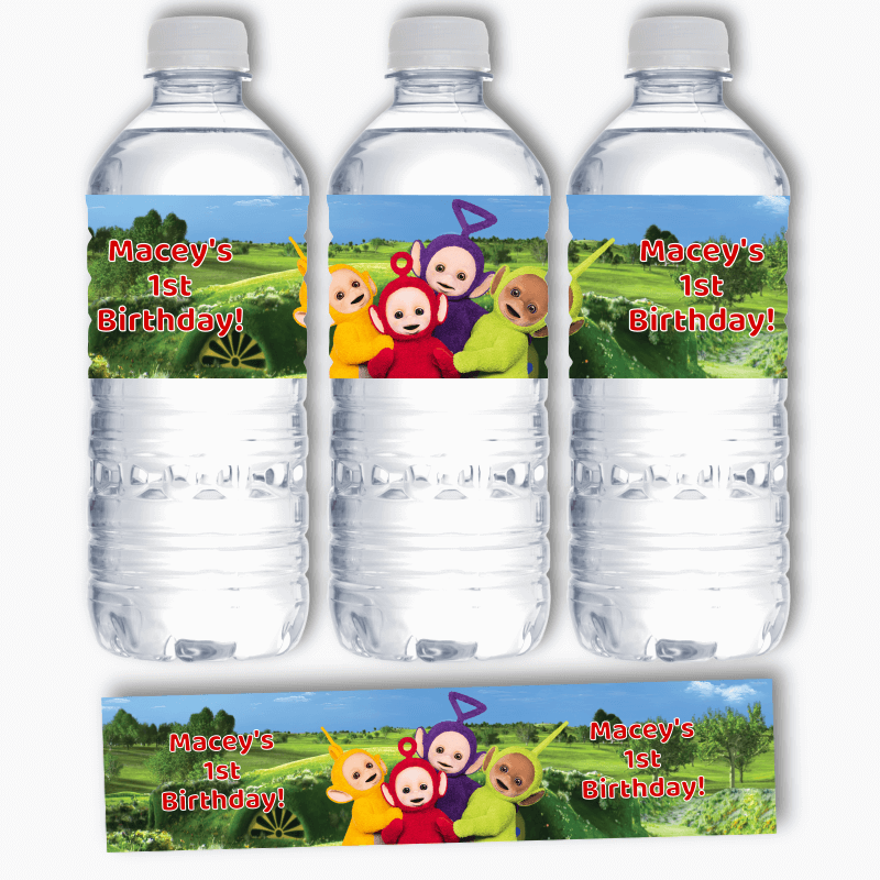 Personalised Teletubbies Birthday Party Water Bottle Labels