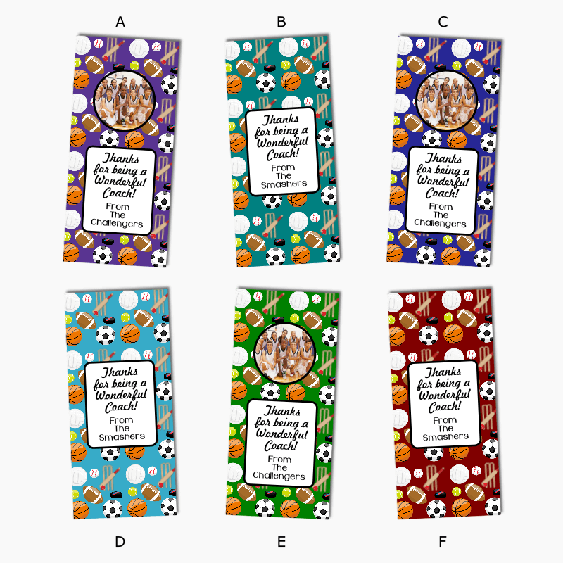 Thanks Coach Gift Cadbury Chocolate Labels with Photo