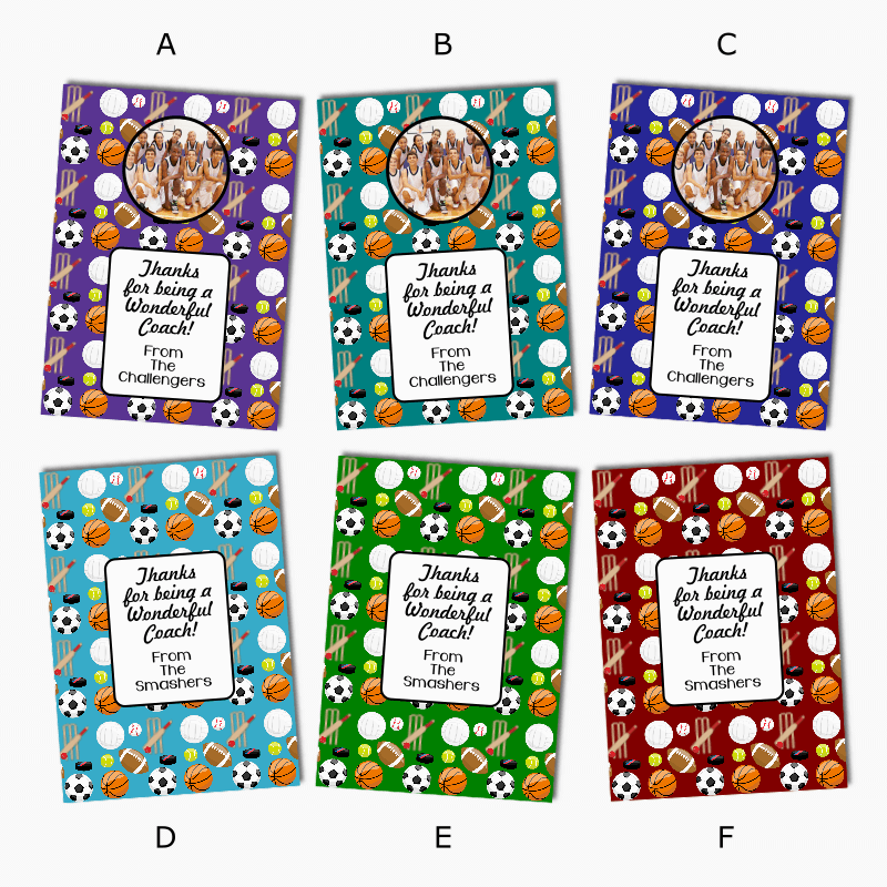 Personalised Thanks Coach Gift Wine Labels with Photo