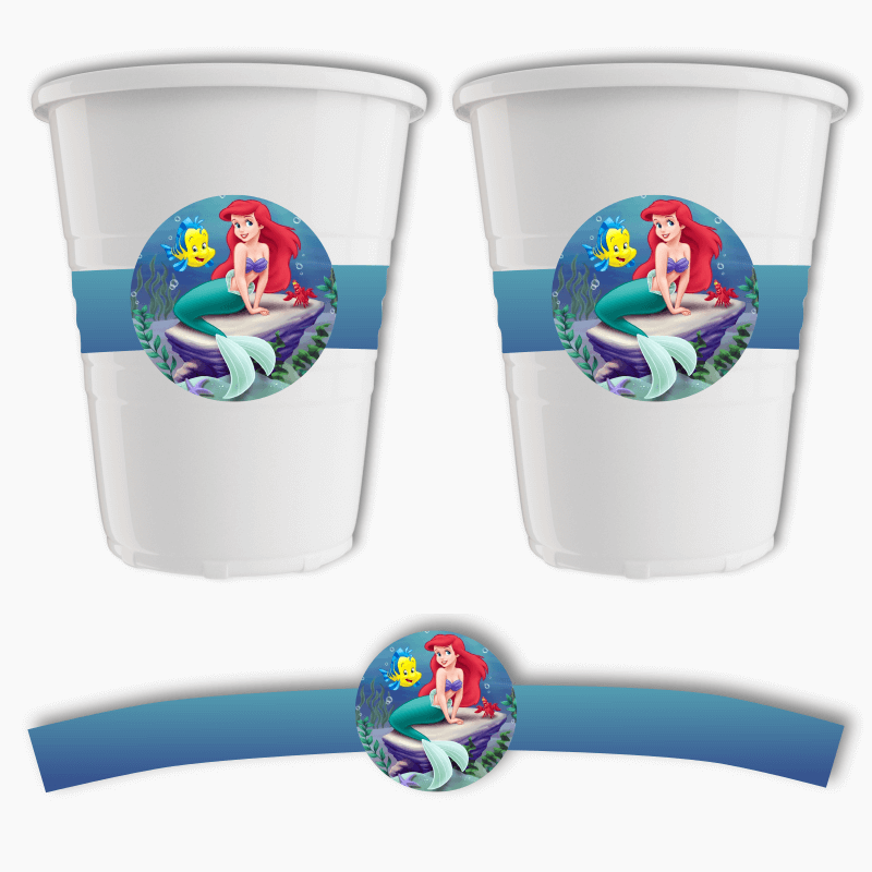The Little Mermaid Birthday Party Cup Stickers