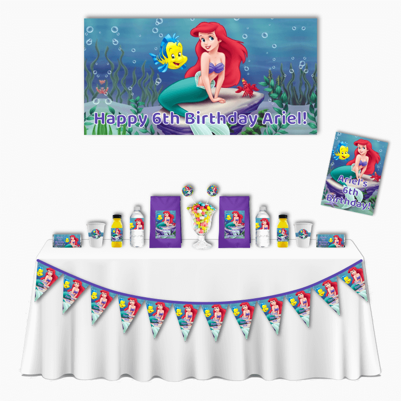 Personalised The Little Mermaid Deluxe Party Pack Decorations - Katie J  Design and Events