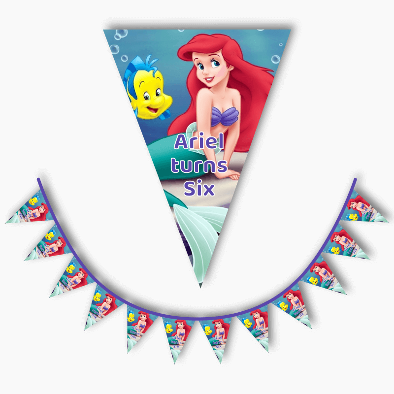 Personalised The Little Mermaid Birthday Party Flag Bunting