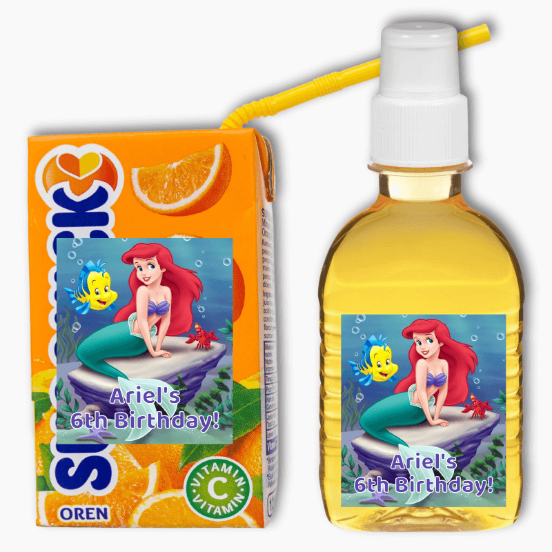 The Little Mermaid Birthday Party Rectangle Drink Labels