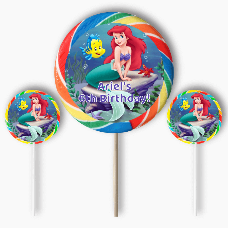 Personalised The Little Mermaid Birthday Party Round Stickers