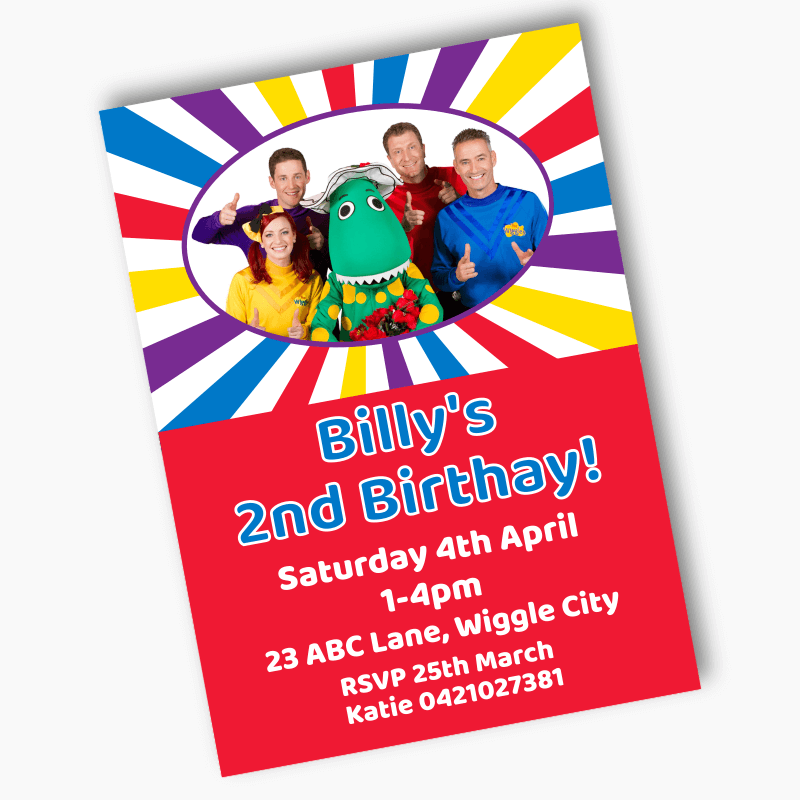Personalised The Wiggles Birthday Party Invites - New