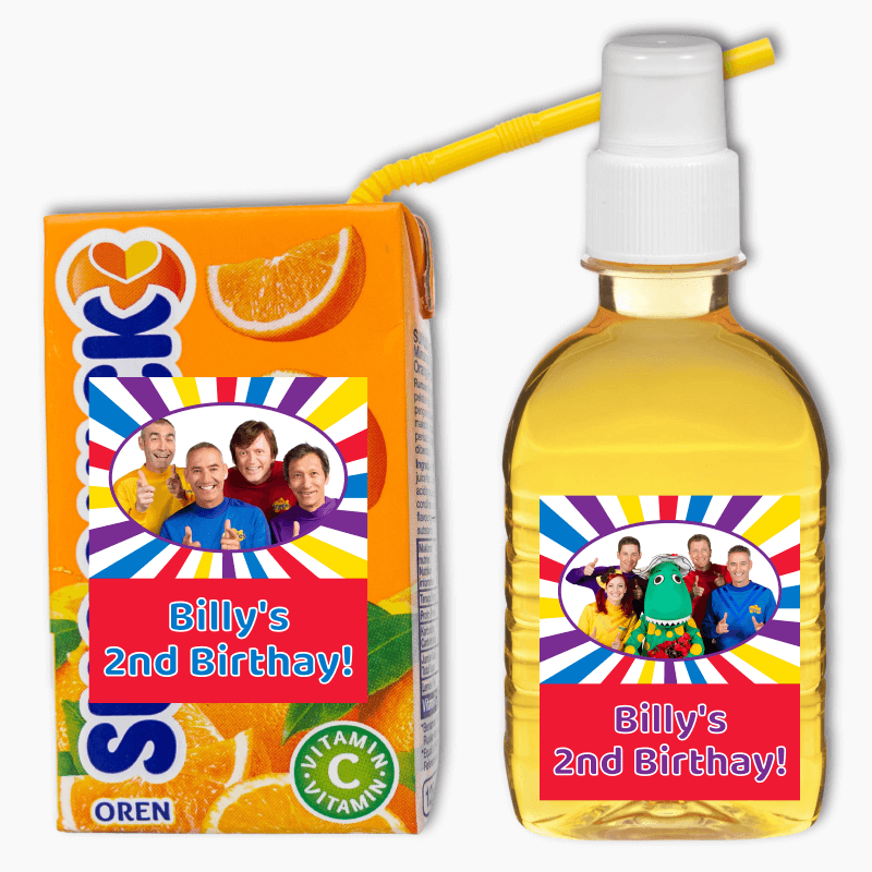 Personalised The Wiggles Birthday Party Drink Labels