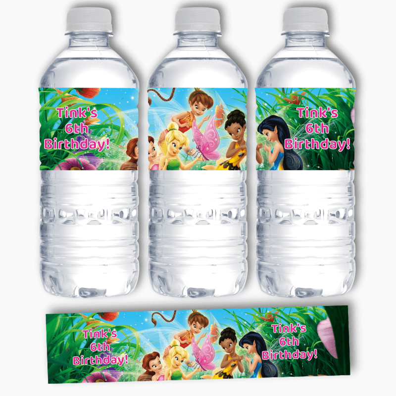 Personalised Tinker Bell Birthday Party Water Bottle Labels