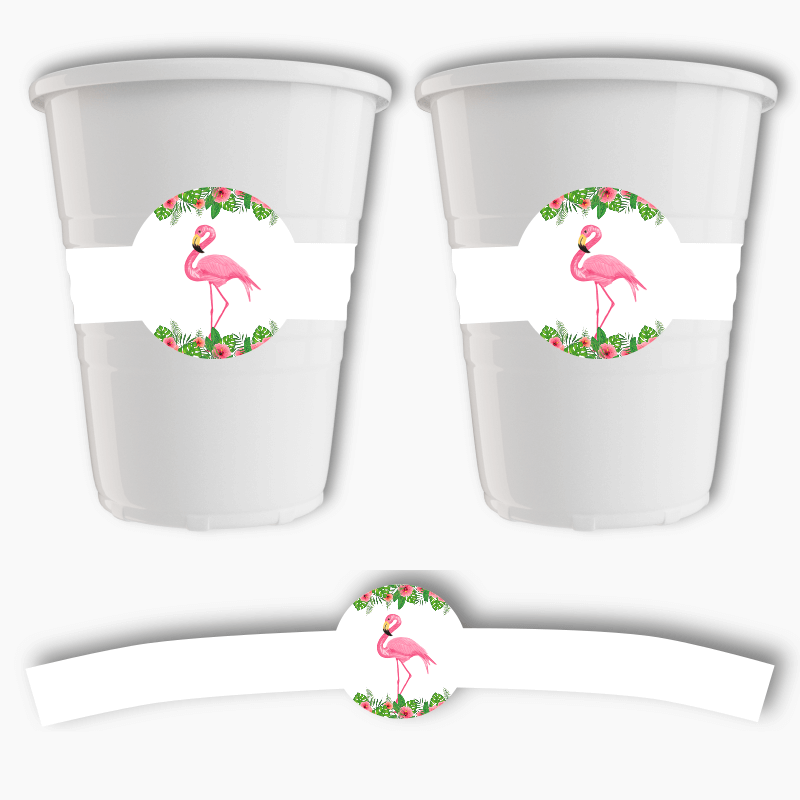 Tropical Flamingo Party Cup Stickers