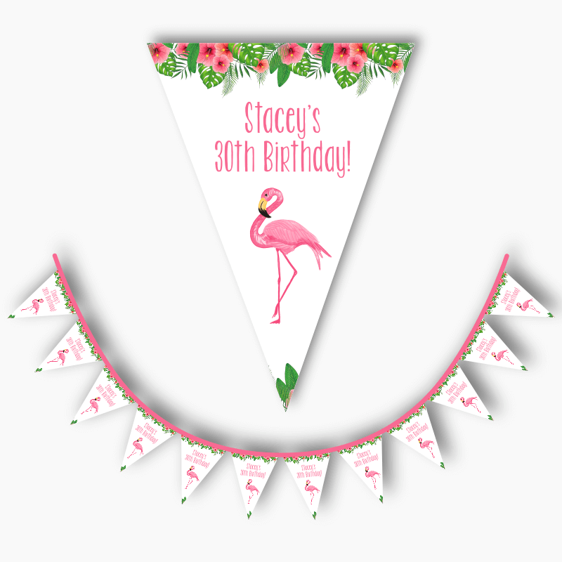 Personalised Tropical Flamingo Party Flag Bunting