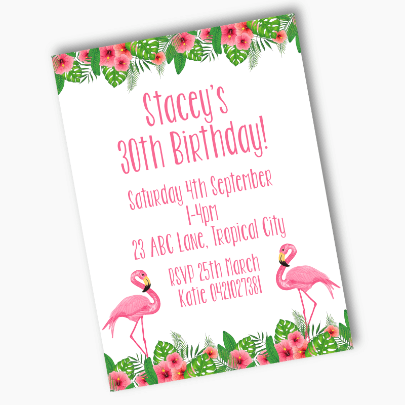 Personalised Tropical Flamingo Party Invites