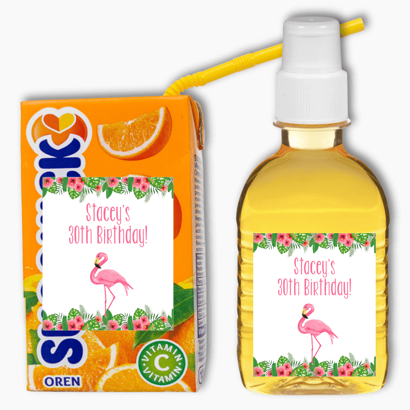 Tropical Flamingo Party Rectangle Drink Labels