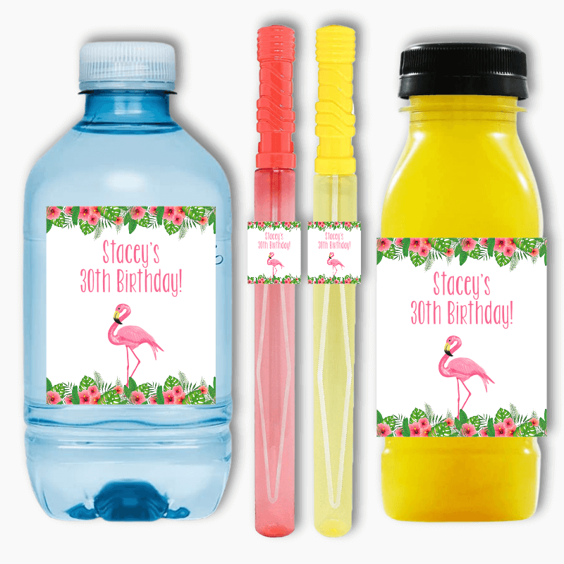 Tropical Flamingo Party Rectangle Favour Stickers