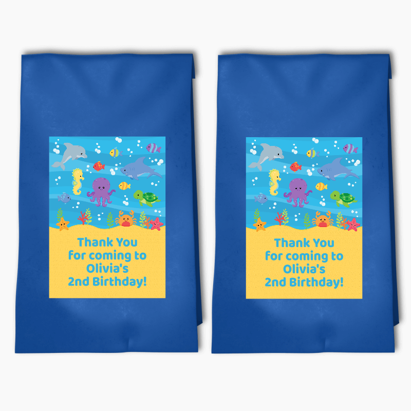 Personalised Under the Sea Birthday Party Bags &amp; Labels