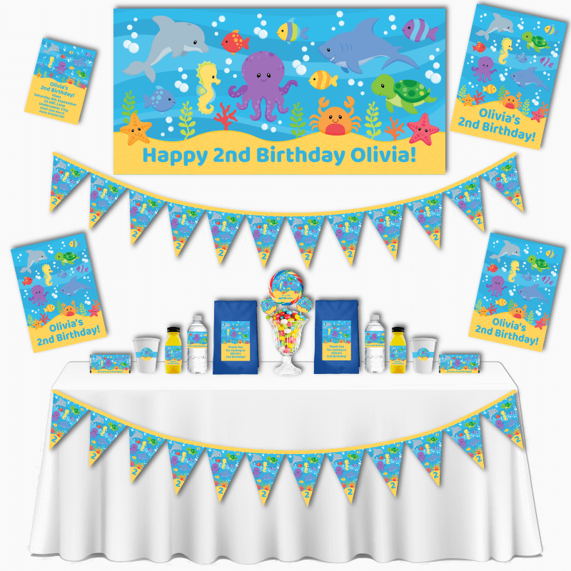 Personalised Under the Sea Grand Birthday Party Decorations Pack