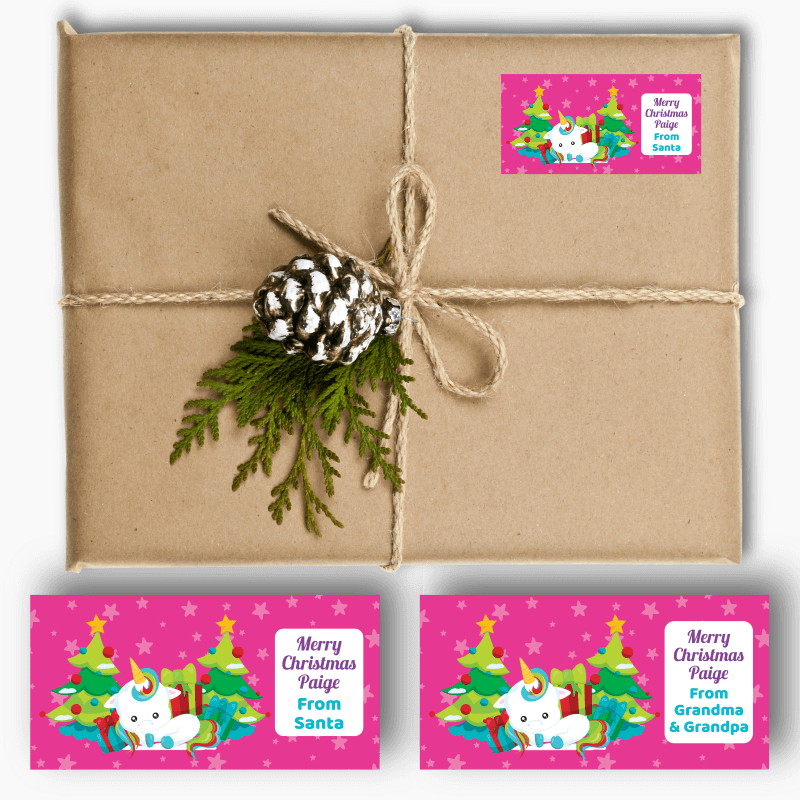 Personalised Unicorn Christmas Gift Labels