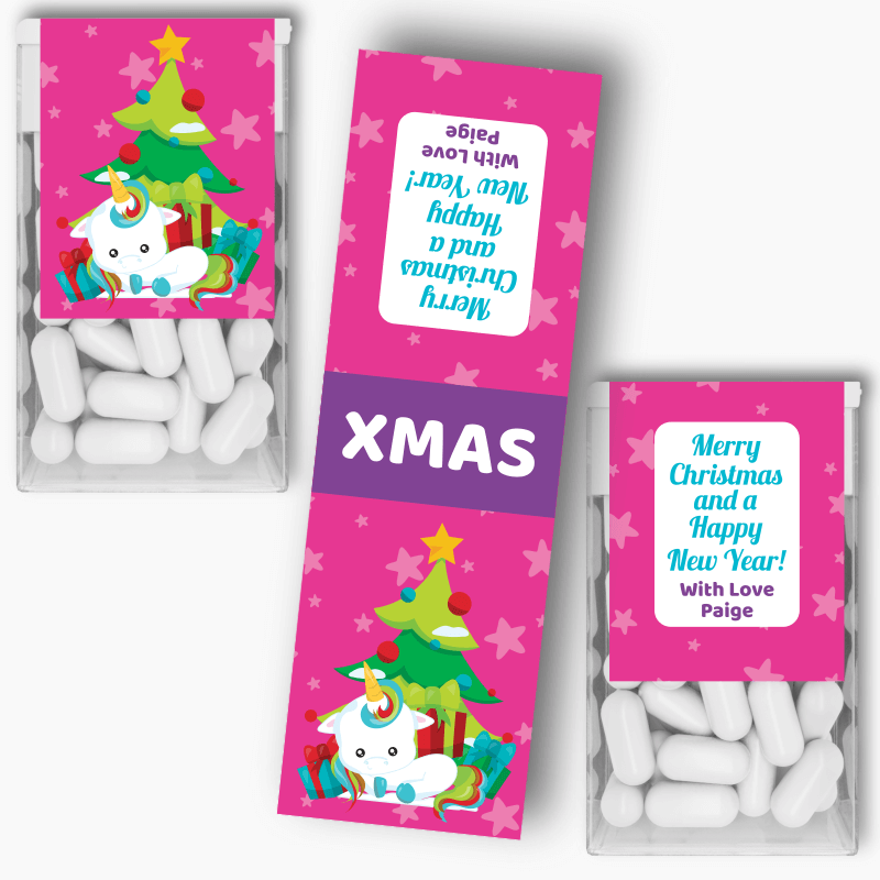 Personalised Kids Unicorn Christmas Gift Tic Tac Labels