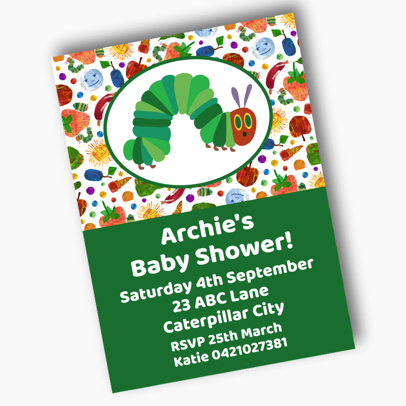 Personalised Very Hungry Caterpillar Baby Shower Invites
