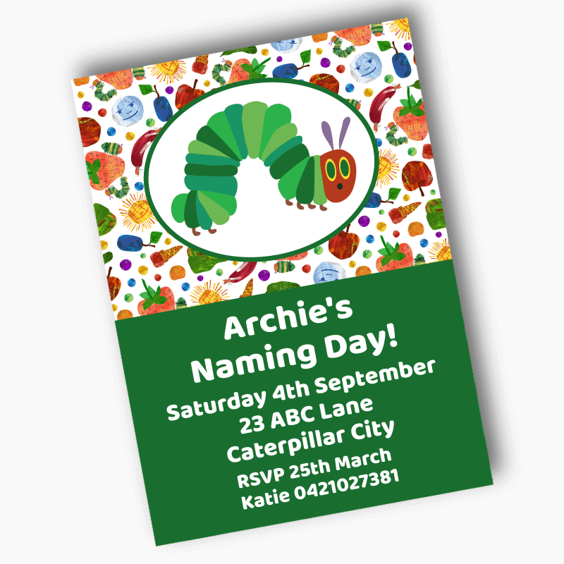 Personalised Very Hungry Caterpillar Naming Day Invites
