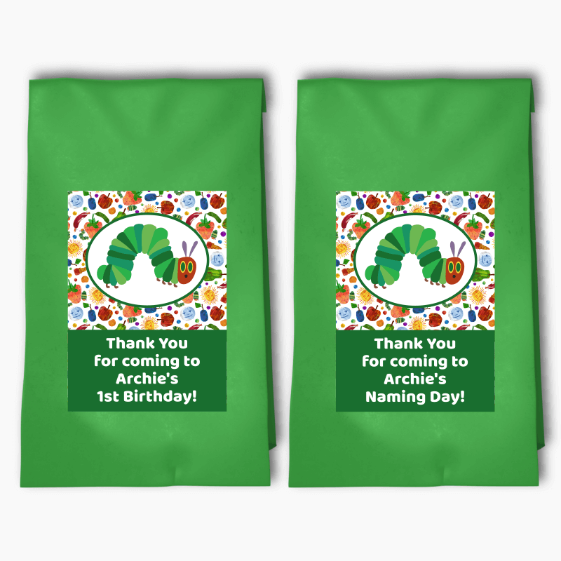 Personalised Very Hungry Caterpillar Party Bags & Labels
