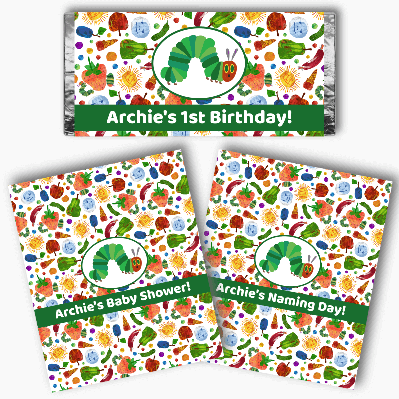 Personalised Very Hungry Caterpillar Party Mini Chocolate Labels